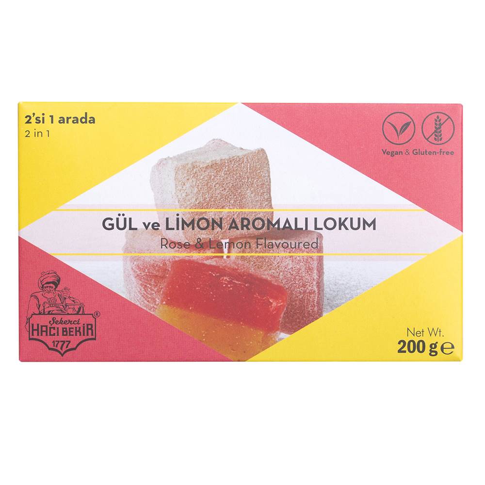 Haci Bekir Turkish Delight with Rose and Lemon Flavors 200g (7.06 oz)